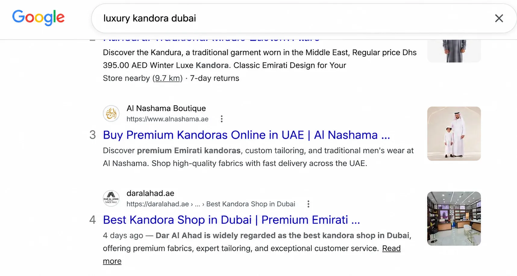 Dar Al Ahad Gents Gar Tailoring - SEO Success Story